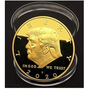trump coin; 2020 donald trump large 24kt gold plated united states eagle commemorative collectible coin of original design