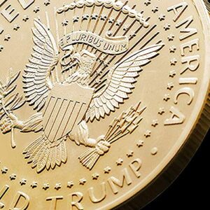 Trump Coin; 2020 Donald Trump Large 24kt Gold Plated United States Eagle Commemorative Collectible Coin of Original Design