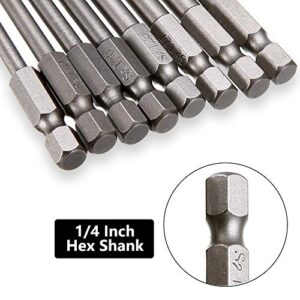 Saiper 8 Pieces 1/4 Inch Hex Shank Torx Security Head Screw Driver Bit Magnetic Star S2 Steel Screwdriver Set Bits T8-T40, 150mm/6 Inch Long