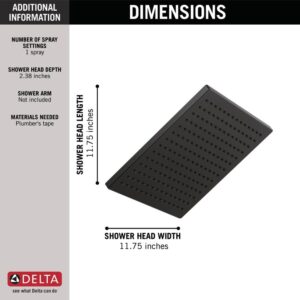 Delta Faucet Single-Spray Raincan Shower Head, Black Shower Head, Rainfall Shower Head, Square Shower Head, Metal Shower Head, 2.5 GPM Flow Rate, Matte Black 52159-BL25