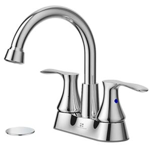 homelody centerset bathroom faucet 4 inch, 2 handles bathroom sink faucet,360° swivel spout lavatory faucet with pop up drain,chrome