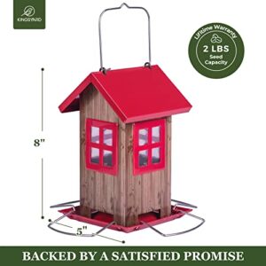 Kingsyard Cute Bird House Feeders for Outside, Hanging Metal Bird Feeder with 4 Ports, Outdoor Garden Decorations for Bird Watching