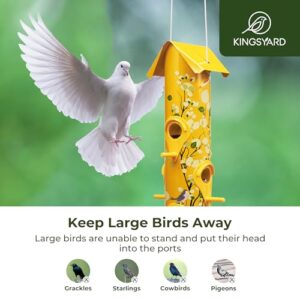 Kingsyard Metal Bird Feeders for Outdoors Hanging, 6-Ports Tube Bird Feeder, 14 inch, Durable & Weatherproof, Large Capacity for Attracting Wild Birds (Yellow)