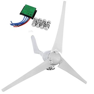 dyna-living wind turbine generator kit 400w dc 12v wind turbine motor 3 blades wind power generator with charge controller for home marine industrial energy(not included mast) white