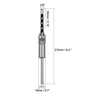 uxcell Square Hole Drill Bit, 3/8" High-Carbon Steel Hollow Chisel Mortise Power Tool for Woodworking