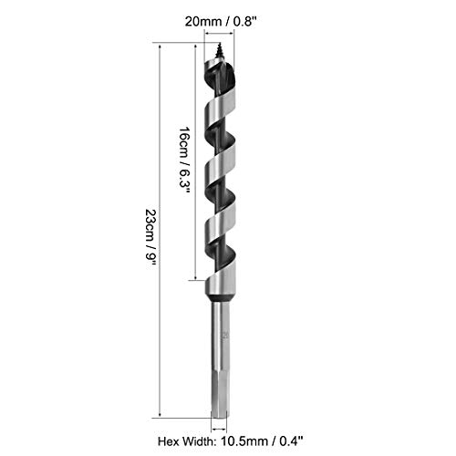 uxcell Auger Drill Bit Wood Hex Shank 20mm Cutting Dia Highbon Steel for Electric Bench Drill Woodworkingpentry