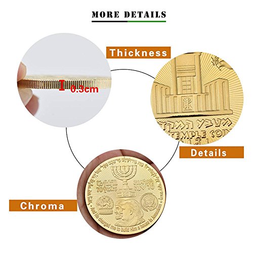 GRHOSE 2020 King Cyrus Donald Gold Plated Commemorative Coin Jewish Temple Jerusalem Israel Trump Commemorative Coin (1 Pcs)