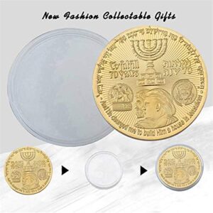 GRHOSE 2020 King Cyrus Donald Gold Plated Commemorative Coin Jewish Temple Jerusalem Israel Trump Commemorative Coin (1 Pcs)