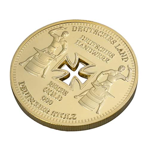 Amosfun German Imperial Bank Gold-Plated Commemorative Coins Germany Cross Eagle Challenges Coin Collectibles