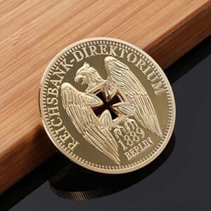 Amosfun German Imperial Bank Gold-Plated Commemorative Coins Germany Cross Eagle Challenges Coin Collectibles