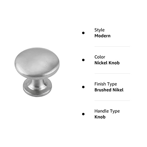 homdiy 10 Pack Brushed Nickel Cabinet Knobs Cupboard Knobs Silver Cabinet Knobs - HD6050SNB Kitchen Cabinet Door Knobs Brushed Nickel Hardware Round Knobs