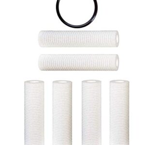 CFS COMPLETE FILTRATION SERVICES EST.2006 CFS Compatible with WHKF-GD05, 3M AP110 Filter, Grooved 5 Micron Water Filter Cartridges Set of 6, O-ring for WHKF-DWHV, WHKF-DWH, WHKF-DUF