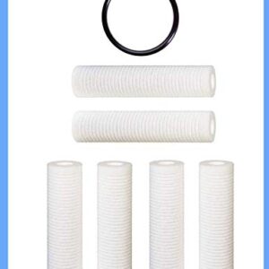 CFS COMPLETE FILTRATION SERVICES EST.2006 CFS Compatible with WHKF-GD05, 3M AP110 Filter, Grooved 5 Micron Water Filter Cartridges Set of 6, O-ring for WHKF-DWHV, WHKF-DWH, WHKF-DUF