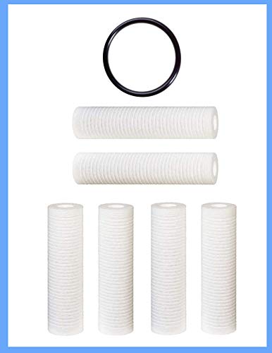 CFS COMPLETE FILTRATION SERVICES EST.2006 CFS Compatible with WHKF-GD05, 3M AP110 Filter, Grooved 5 Micron Water Filter Cartridges Set of 6, O-ring for WHKF-DWHV, WHKF-DWH, WHKF-DUF