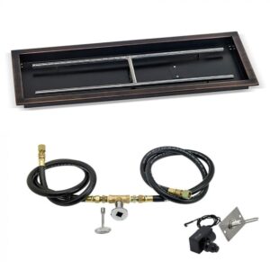american fireglass 48 x 14 rectangular oil rubbed bronze (ob-afppkit-n-48) stainless steel drop-in pan with spark ignition kit (natural gas)