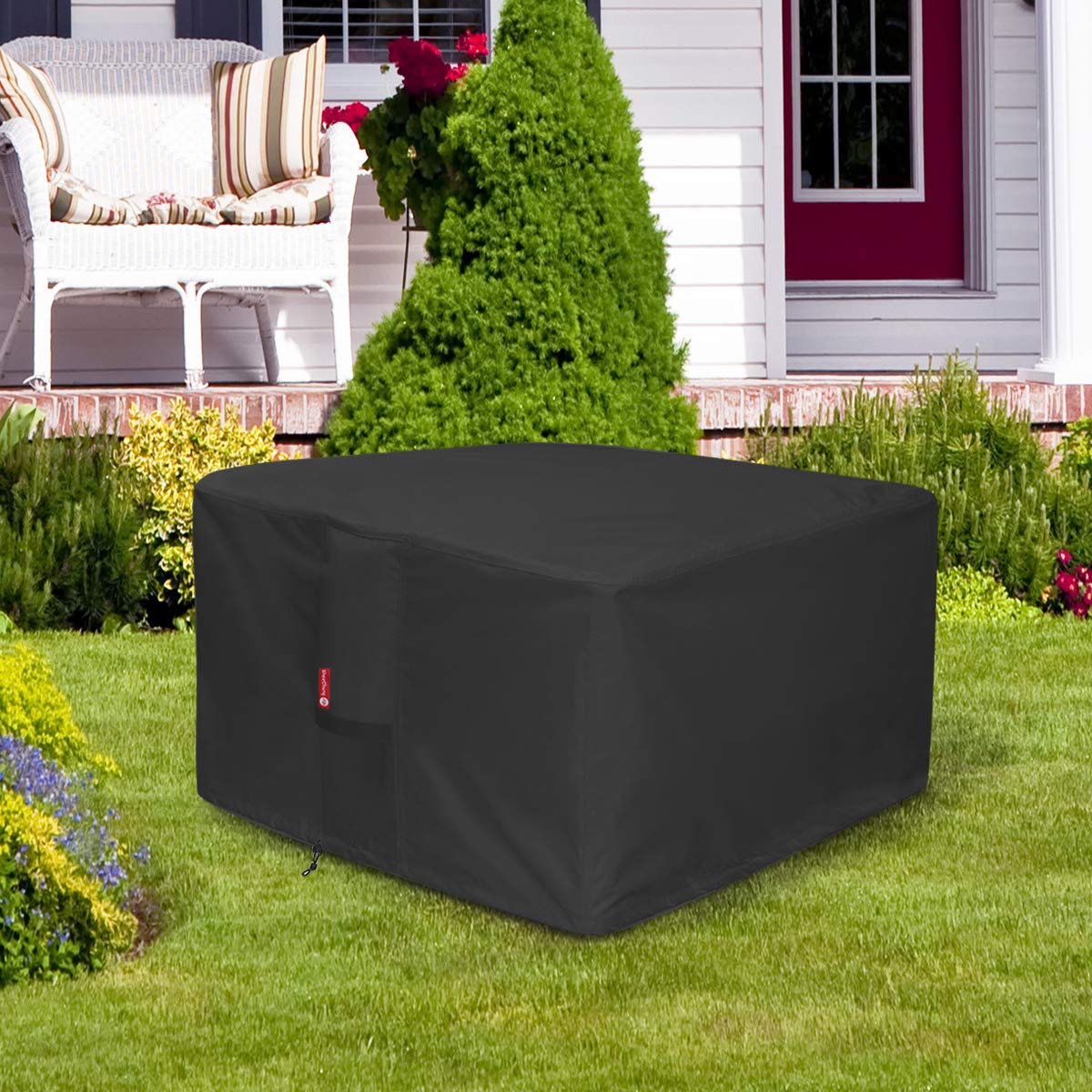 Gas Fire Pit Cover Square - Premium Patio Outdoor Cover Heavy Duty Fabric with PVC Coating,100% Waterproof,Fits for 33 inch,34 inch,35 inch,36 inch Fire Pit / Table Cover (36”L x 36”W x 24”,Black)