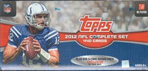 2012 topps nfl football factory sealed 445 card set with rookie cards of andrew luck, russell wilson, nick foles and others plus stars including tom brady and peyton manning plus