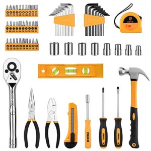 DEKOPRO 65 Pieces Tool Set General Household Hand Tool Kit with Storage Case Plastic ToolBox