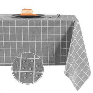 obstal 100% waterproof pvc table cloth, oil-proof spill-proof vinyl rectangle tablecloth, wipeable table cover for outdoor and indoor use, 54x54 inch, grey checkered pattern