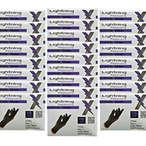 Lightning X Black Nitrile Glove Pairs, Individually Packed, 100 Gloves, 50 Pairs, 25 Carded Packs of 2 Pairs - Large