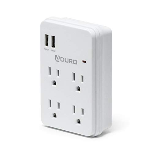 Aduro Surge Protector 4 Outlets Power Strip Station with (2 Ports 2.1A) USB Ports Multiple Outlet Splitter Extender Adapter ETL Listed