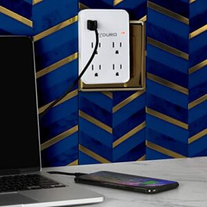 Aduro Surge Protector 4 Outlets Power Strip Station with (2 Ports 2.1A) USB Ports Multiple Outlet Splitter Extender Adapter ETL Listed