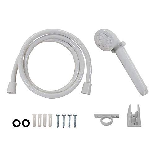 RecPro 4" RV Tub and Shower Diverter Faucet White/Smoke with Handheld Shower Head & Hose