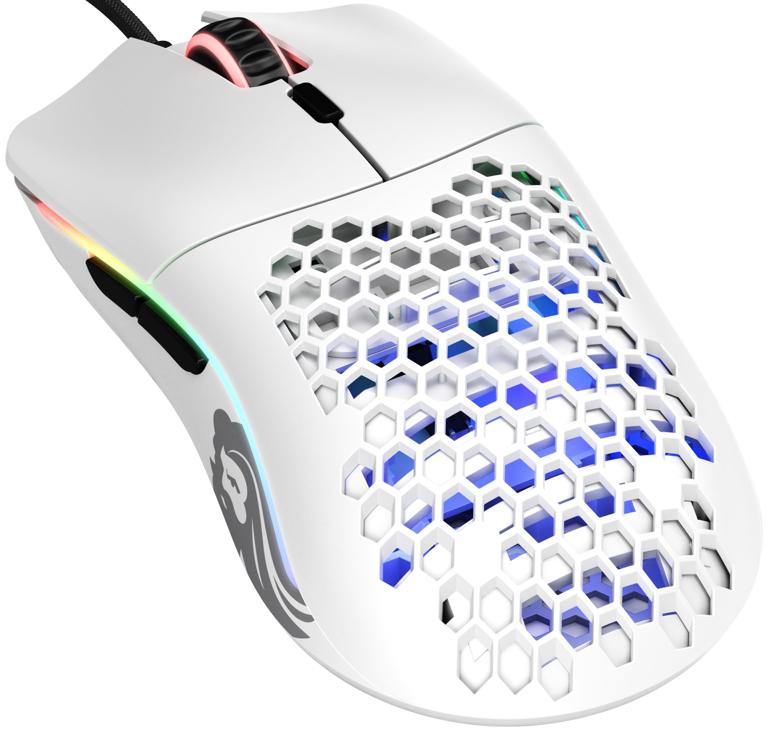 Glorious Gaming Model O Wired Gaming Mouse 67g Superlight Honeycomb Design, RGB, Pixart 3360 Sensor, Omron Switches, Ambidextrous - Matte White