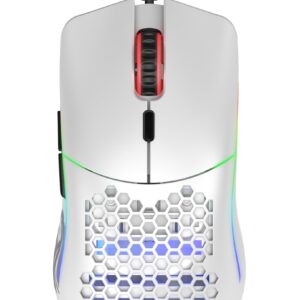 Glorious Gaming Model O Wired Gaming Mouse 67g Superlight Honeycomb Design, RGB, Pixart 3360 Sensor, Omron Switches, Ambidextrous - Matte White