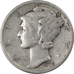 1939 s mercury dime f fine 90% silver 10c us coin collectible