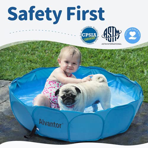 Alvantor Pet Swimming Pool Dog Bathing Tub Kiddie Pools Cat Puppy Shower Spa Foldable Portable Indoor Outdoor Pond Ball Pit 42" x12" Patent Pending