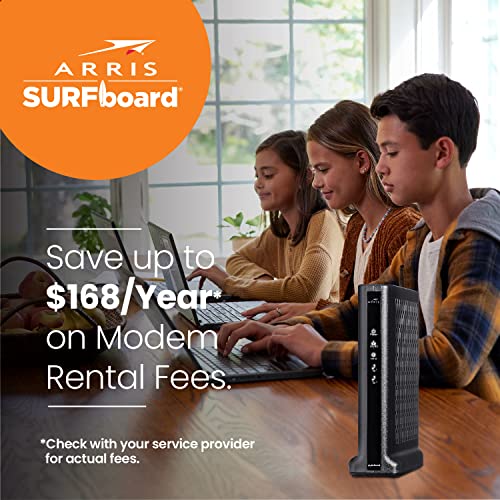 ARRIS SURFboard T25 DOCSIS 3.1 Gigabit Cable Modem , Comcast Xfinity Internet & Voice , Two 1 Gbps Ports , 2 Telephony Ports , 800 Mbps Max with Xfinity Internet Plans,Black