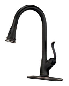 appaso pull down kitchen faucet with sprayer oil rubbed bronze, single handle one hole high arc pull out spray head kitchen sink faucet with deck plate