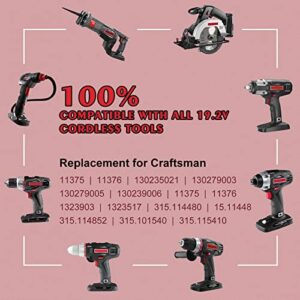 5.0Ah 19.2V Battery Replacement for Craftsman 19.2 Volt Battery Lithium Ion C3 Diehard XCP 315.115410 315.11485 130279005 1323903 120235021 11375 11376 315.Pp2011 Cordless Drill Battery