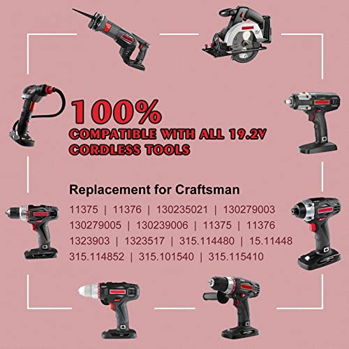 5.0Ah 19.2V Battery Replacement for Craftsman 19.2 Volt Battery Lithium Ion C3 Diehard XCP 315.115410 315.11485 130279005 1323903 120235021 11375 11376 315.Pp2011 Cordless Drill Battery