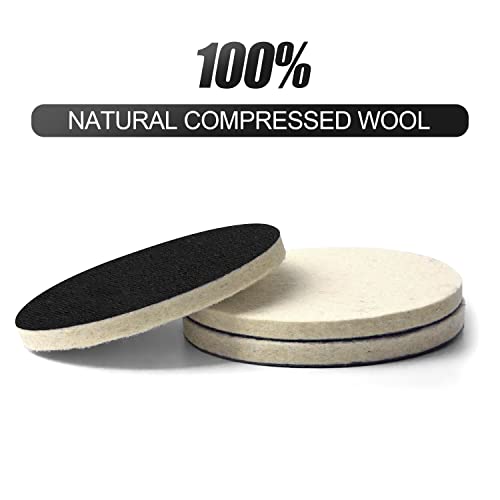 5 Inch (125mm) Wool Felt Polishing Pad Hook and Loop Compressed Woolen Wheel Buffing Pads for Car & Boat Polishing, Waxing, Sealing, Pack of 3