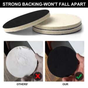 5 Inch (125mm) Wool Felt Polishing Pad Hook and Loop Compressed Woolen Wheel Buffing Pads for Car & Boat Polishing, Waxing, Sealing, Pack of 3