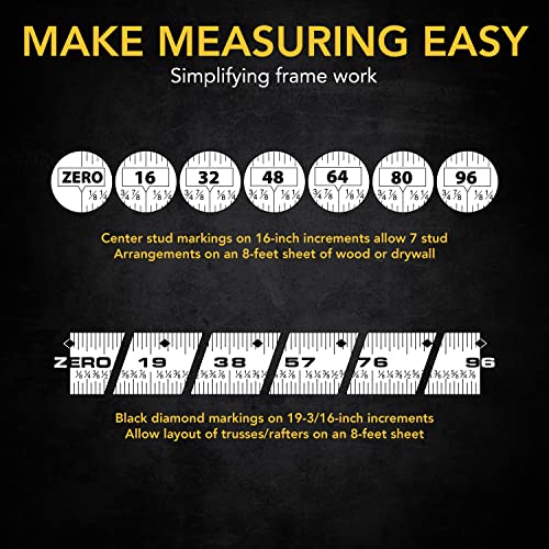 LEXIVON [3-Pack] 10Ft/3m DuaLock Tape Measure | 3/4-Inch Wide Blade with Nylon Coating, Matt Finish White & Yellow Dual Sided Rule Print | Ft/Inch/Fractions/Metric (LX-203)