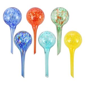 trenton gifts 6-pack plant watering globes - self watering bulbs for indoor & outdoor plants - hand-blown & colorful water globes - aqua globes for plants - measures 6" l x 2.5" d. 150ml