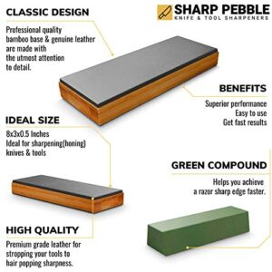 Sharp Pebble Premium Leather Strop for Knife Sharpening with Polishing Compound - Sharpening Strop for Knives, Straight Razor, Chisels - with eBook Guide