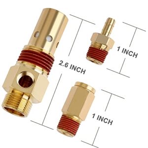 Hromee Air Compressor Replacement Components Brass 1/2 Inch MNPT Compressor in Tank Check Valve Kit with Three Different Unloader Tube Fittings 20 SCFM 4 Pieces