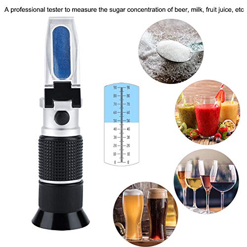 Portable Refractometer Professional Hand Held Brix Refractometer 0~90% Specific Food Beer Milk Fruit Juice Sugar Meter Tester