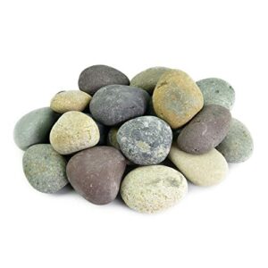 lf inc. 50 lb. premium large mixed mexican stone beach pebbles 3-5 inches, decor, garden, landscape, pathways, backyard, rock pebbles
