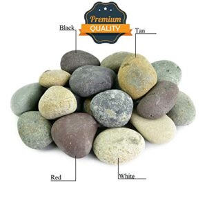 LF Inc. 50 Lb. Premium Large Mixed Mexican Stone Beach Pebbles 3-5 inches, Decor, Garden, Landscape, Pathways, Backyard, Rock Pebbles