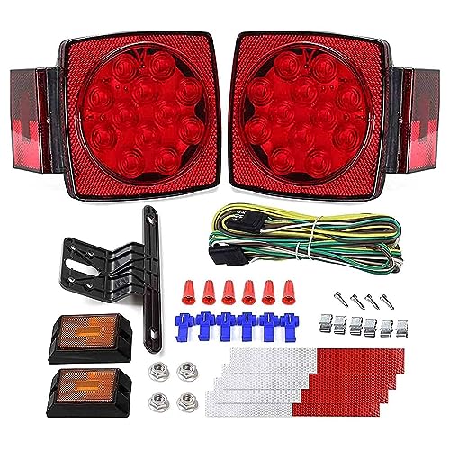 12V LED Trailer Light Kit DOT Certified, Utility Trailer Lights for Boat Submersible RV Car with Wire Harness Wafer LED Waterproof 80 Inch