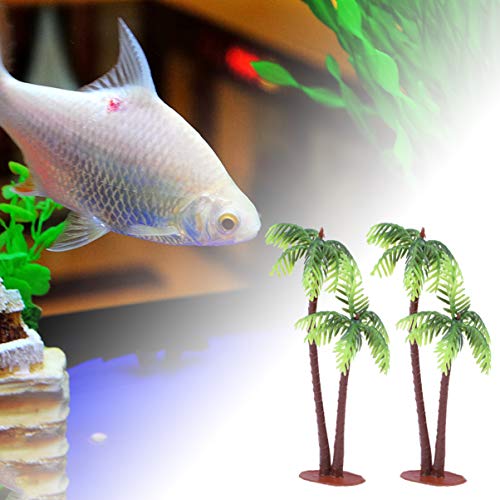 Amosfun 5Pcs Plastic Coconut Palm Tree Miniature Plant Pots Bonsai Craft Micro Landscape DIY Decor Wedding Valentine's Day Decoration