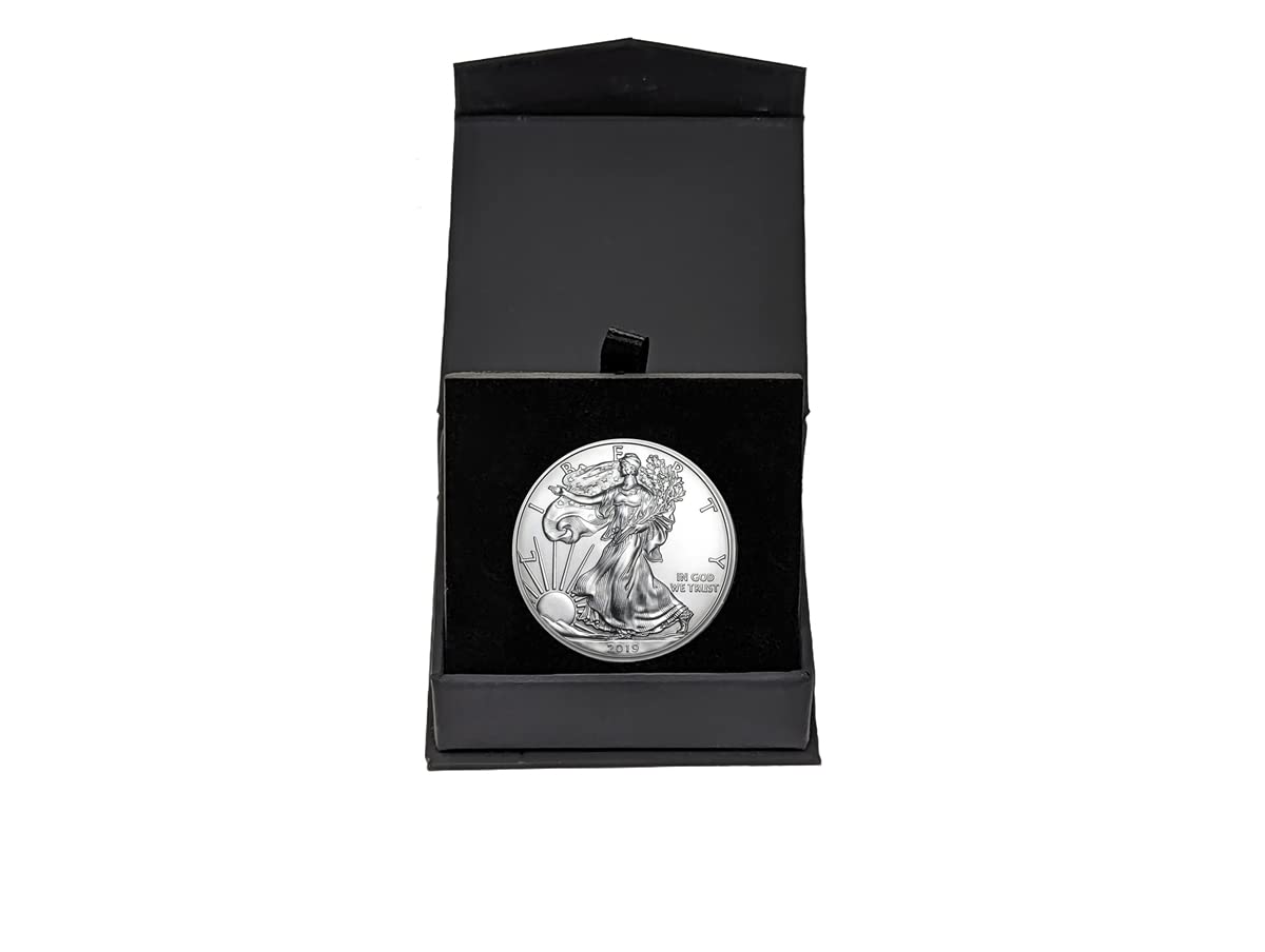 2019 - U.S. Silver Eagle in Plastic Air Tite in Magnet Close Black Gift Box - Gem Brilliant Uncirculated Dollar Uncirculated US Mint