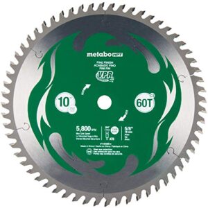 metabo hpt 10-inch miter saw/table saw blade, 60t, fine finish, 5/8" arbor, large micrograin carbide teeth, 5800 max rpm, 115435m