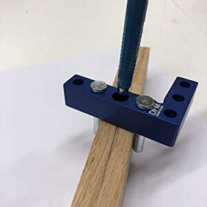 DFM Tool Works Small Square and Center Finder - Made in USA Versatile Woodworking Tool with 11/32" Center Marking Hole for Larger Pencils, Carpenter Tool for Accurate Line Transfers (Blue)