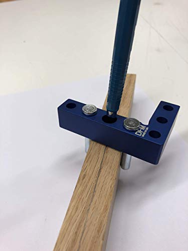 DFM Tool Works Small Square and Center Finder - Made in USA Versatile Woodworking Tool with 11/32" Center Marking Hole for Larger Pencils, Carpenter Tool for Accurate Line Transfers (Blue)